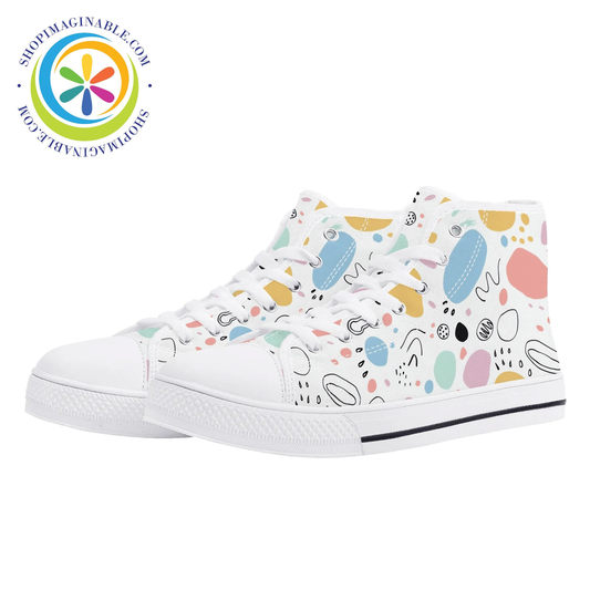 Abstract Pastels Ladies High Top Canvas Shoes