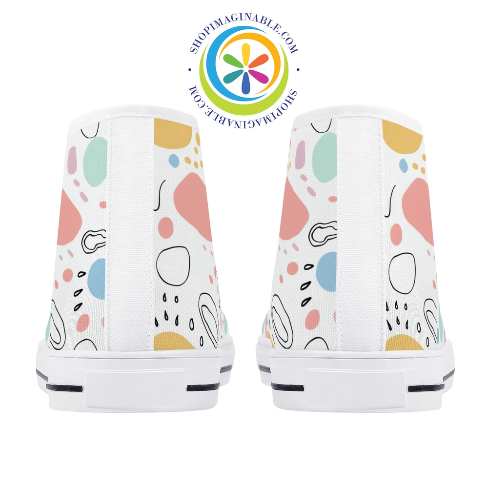 Abstract Pastels Ladies High Top Canvas Shoes