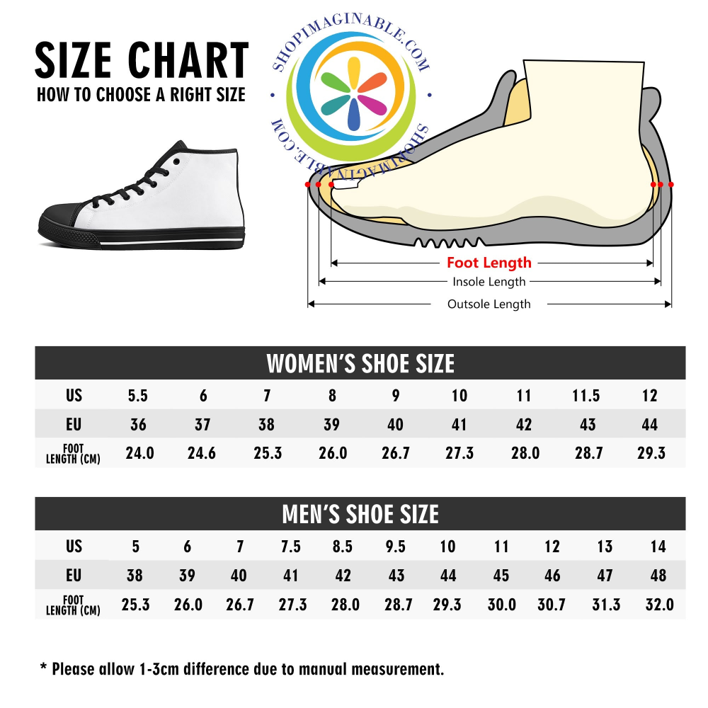 Spook-Tacular Ghosts Ladies High Top Canvas Shoes