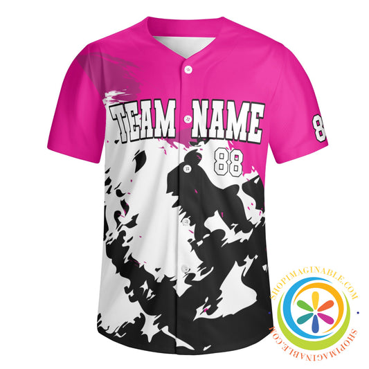 Abstract Pink Black Unisex Baseball Jersey