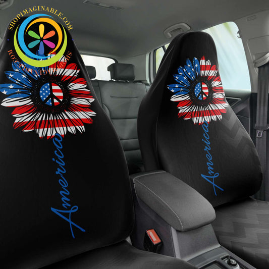 America Peace Flower Car Seat Covers-ShopImaginable.com