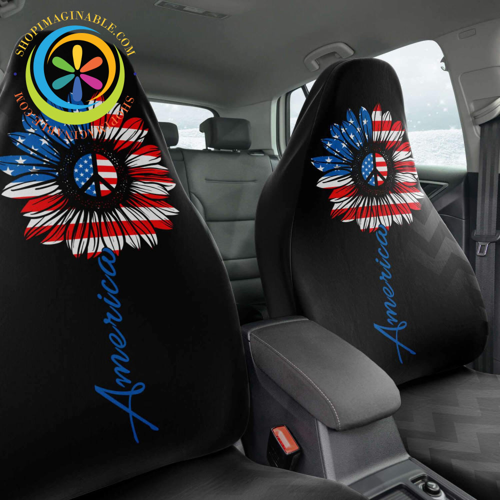 America Peace Flower Car Seat Covers-ShopImaginable.com