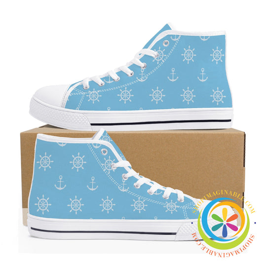 Anchors Away Ladies High Top Canvas Shoes