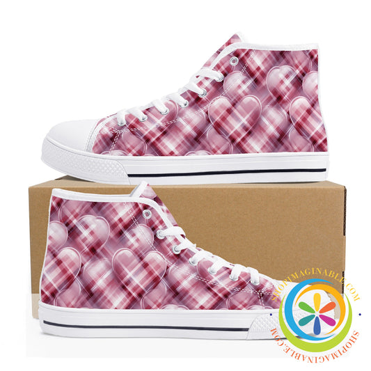 Be Still My Plaid Heart Ladies High Top Canvas Shoes