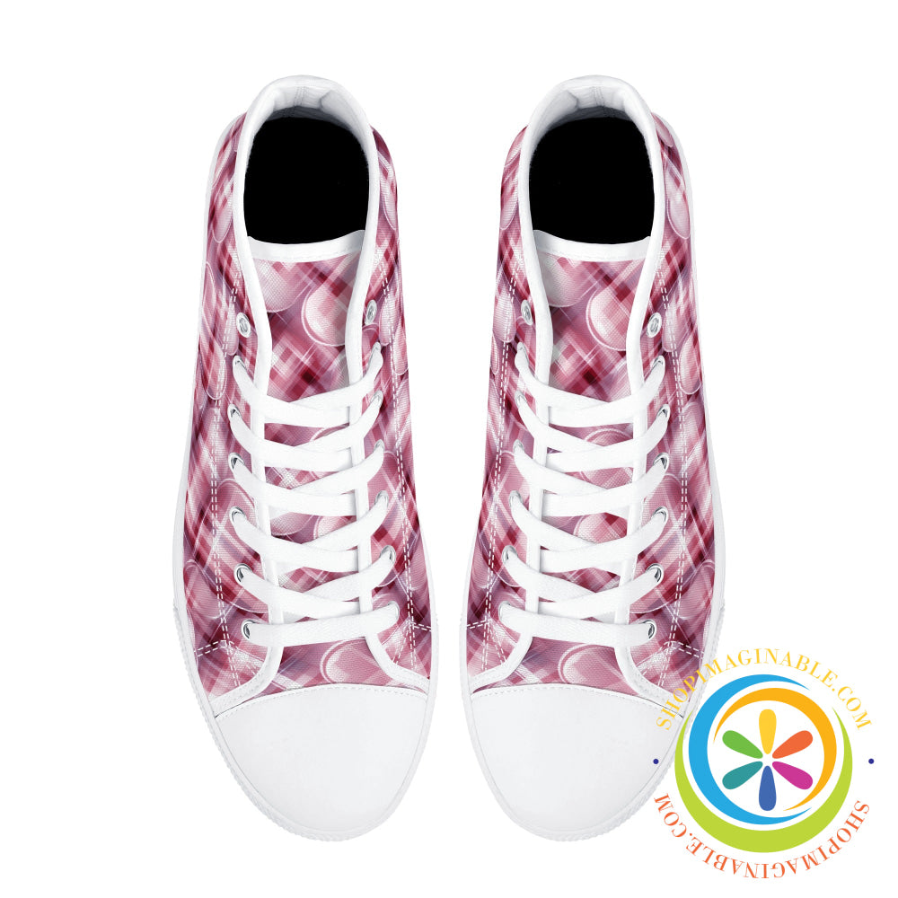 Be Still My Plaid Heart Ladies High Top Canvas Shoes