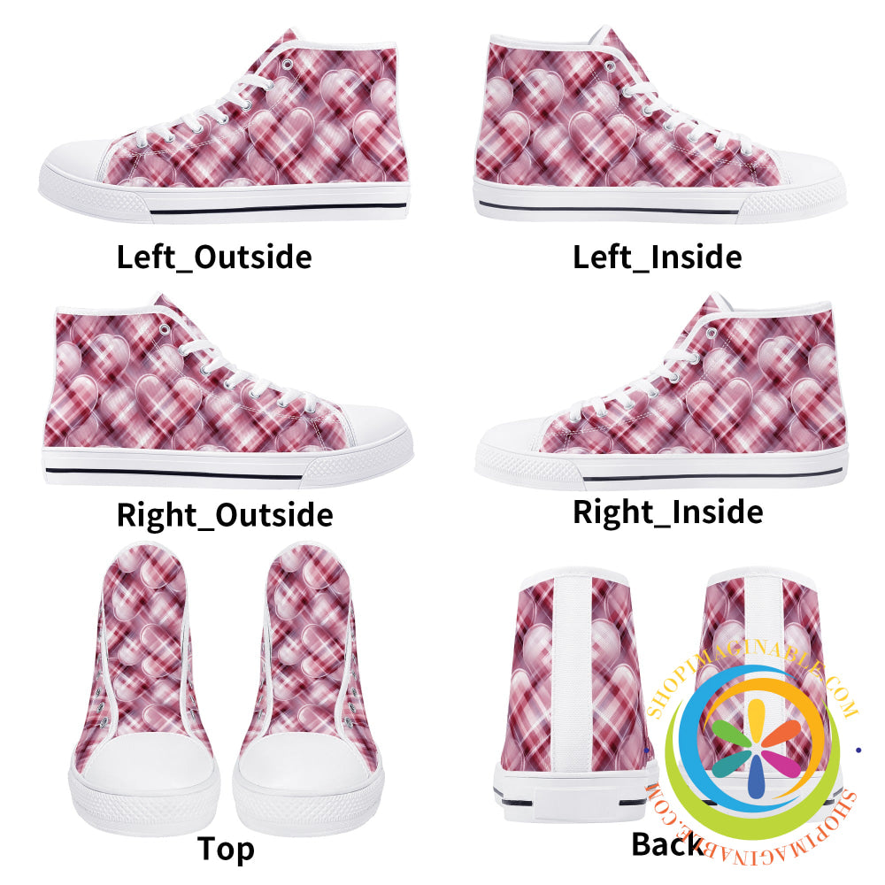 Be Still My Plaid Heart Ladies High Top Canvas Shoes