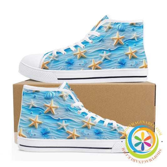 Beachside Seaside Ladies High Top Canvas Shoes