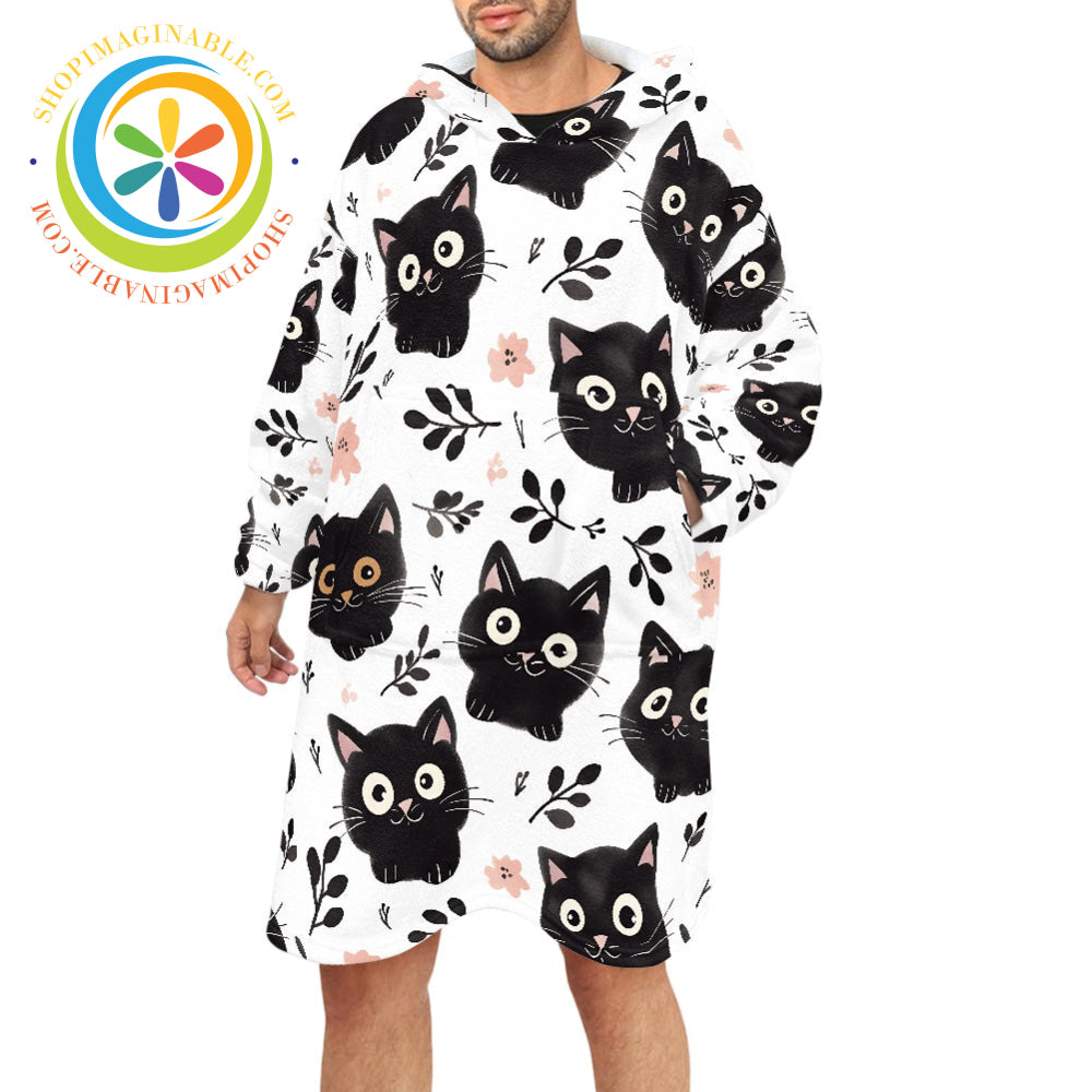 Black Cats Adult Blanket Sweater ONESIZE Sweater Blanket