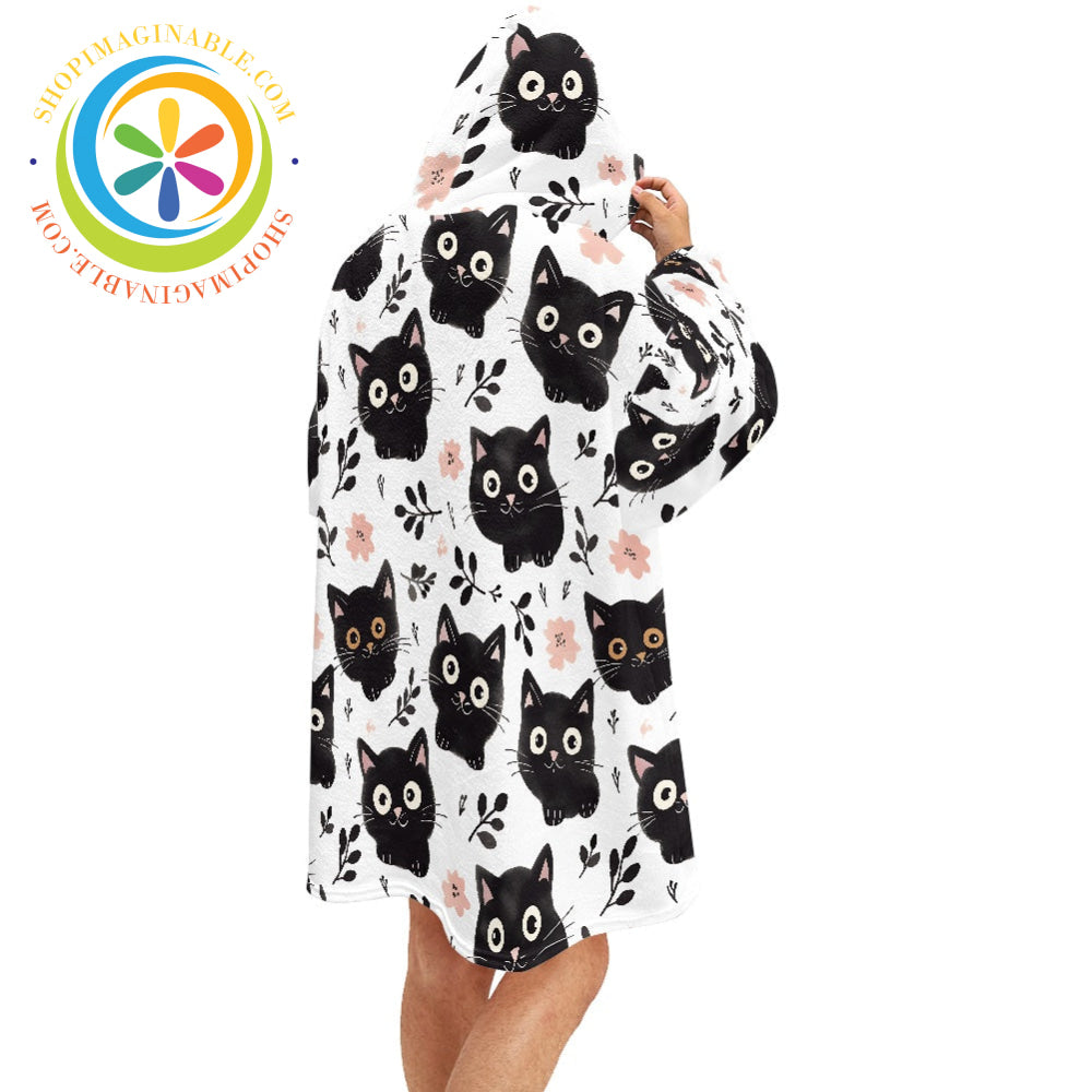 Black Cats Adult Blanket Sweater ONESIZE Sweater Blanket