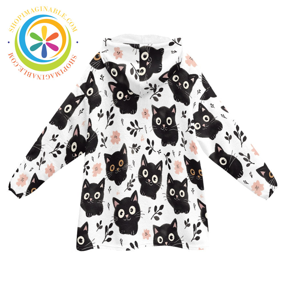 Black Cats Adult Blanket Sweater ONESIZE Sweater Blanket