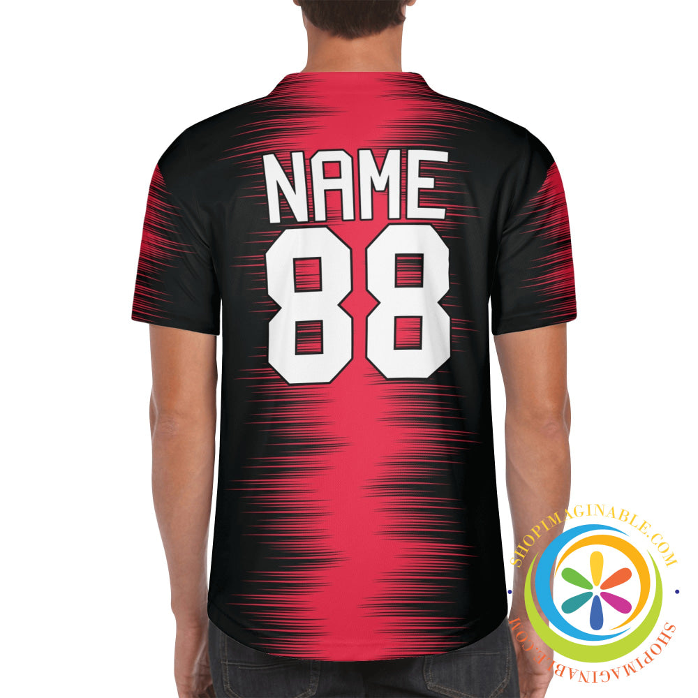 Black & Red Abstract Unisex Baseball Jersey