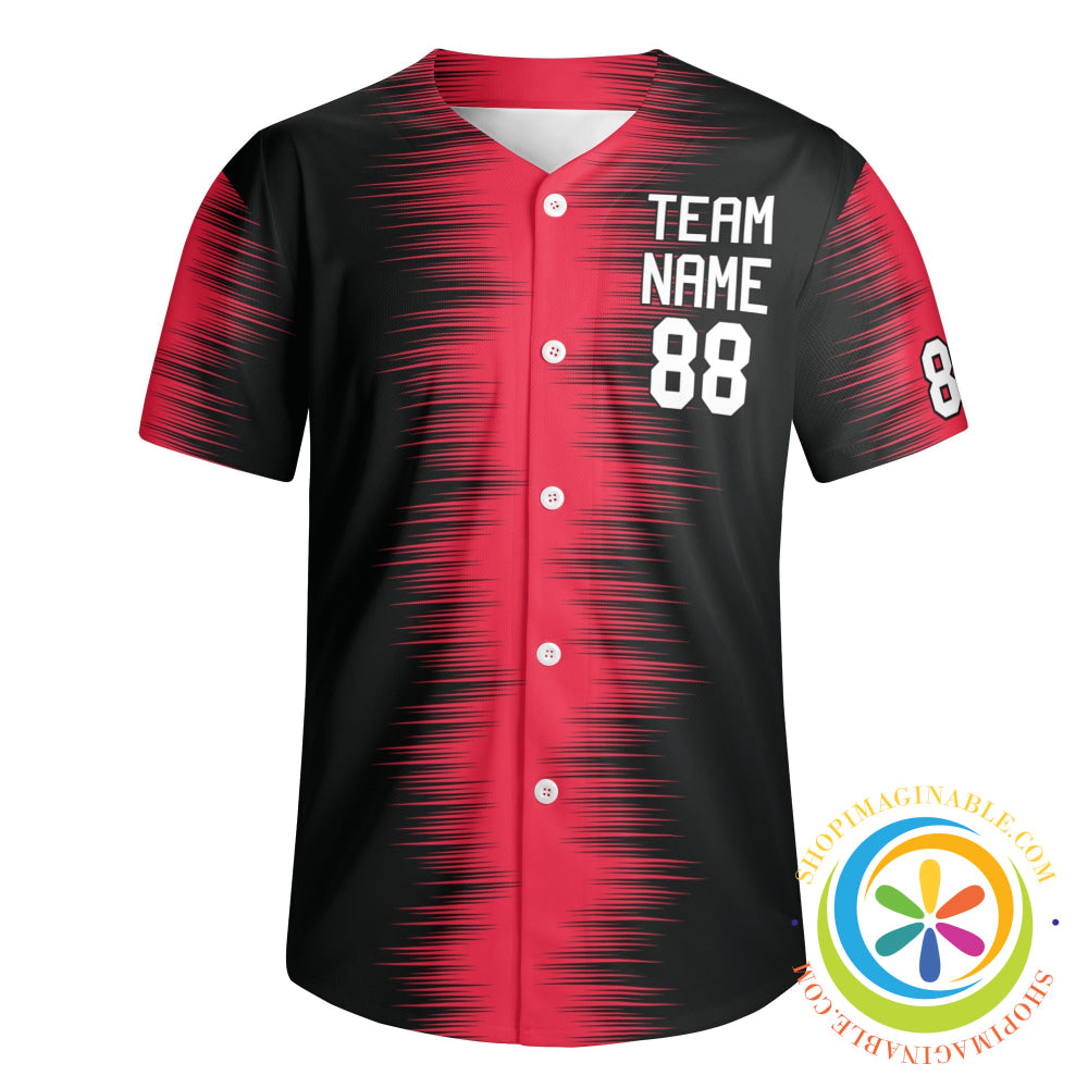 Black & Red Abstract Unisex Baseball Jersey