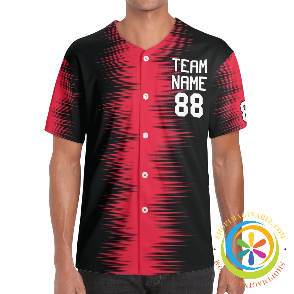Black & Red Abstract Unisex Baseball Jersey