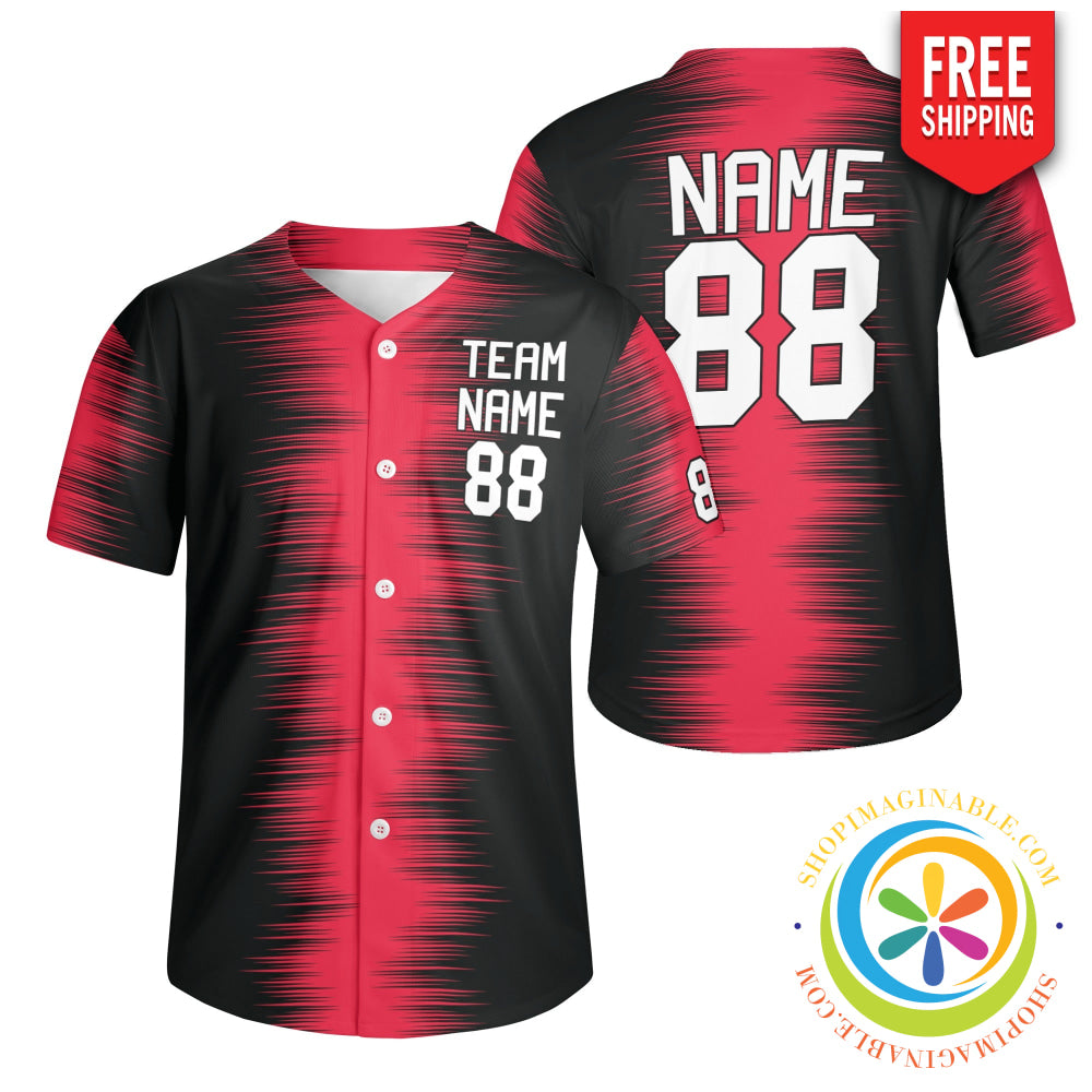 Black & Red Abstract Unisex Baseball Jersey S