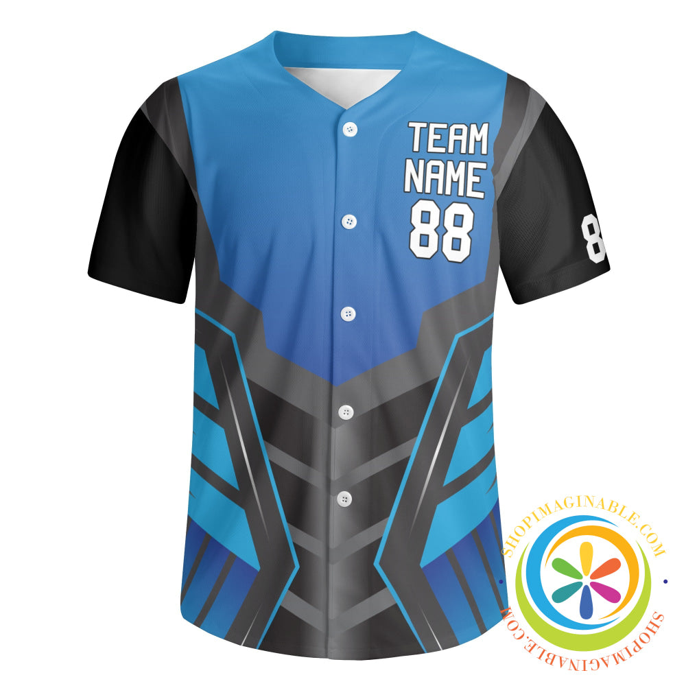 Blue & Black Unisex Baseball Jersey