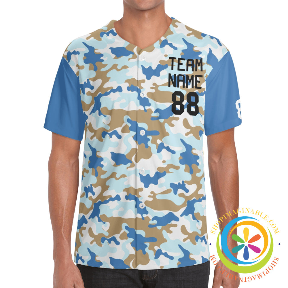 Blue Camo Unisex Baseball Jersey-ShopImaginable.com