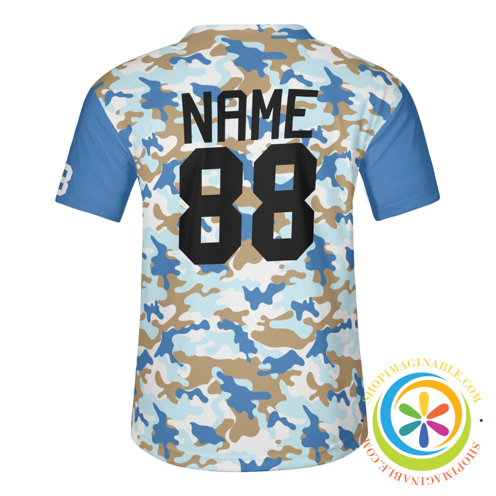Blue Camo Unisex Baseball Jersey-ShopImaginable.com