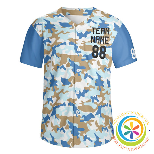 Blue Camo Unisex Baseball Jersey-ShopImaginable.com