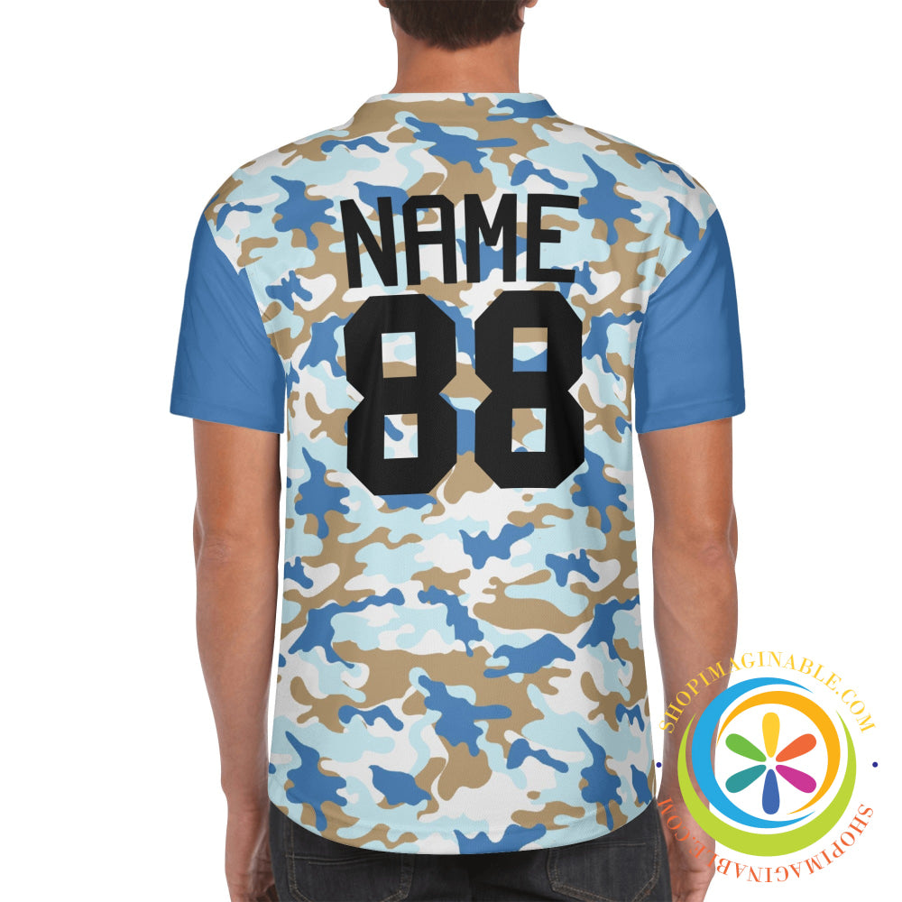 Blue Camo Unisex Baseball Jersey-ShopImaginable.com