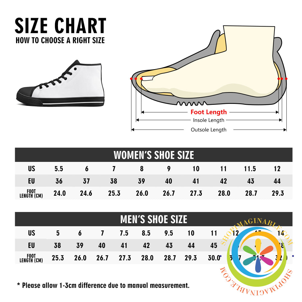 Blue Sky Cherry Blossoms Ladies High Top Canvas Shoes