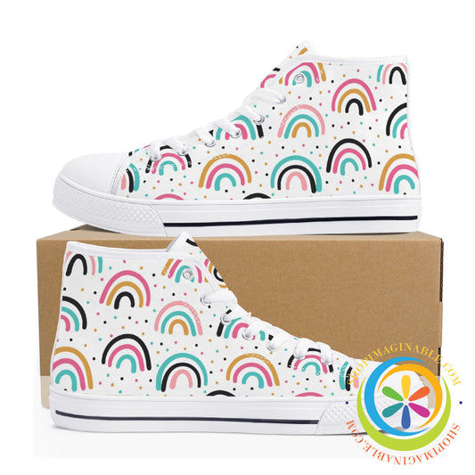 Boho Chic Rainbow Ladies High Top Canvas Shoes