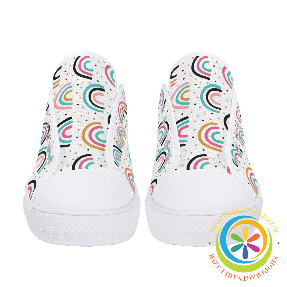 Boho Chic Rainbows Ladies Low Top Canvas Shoes