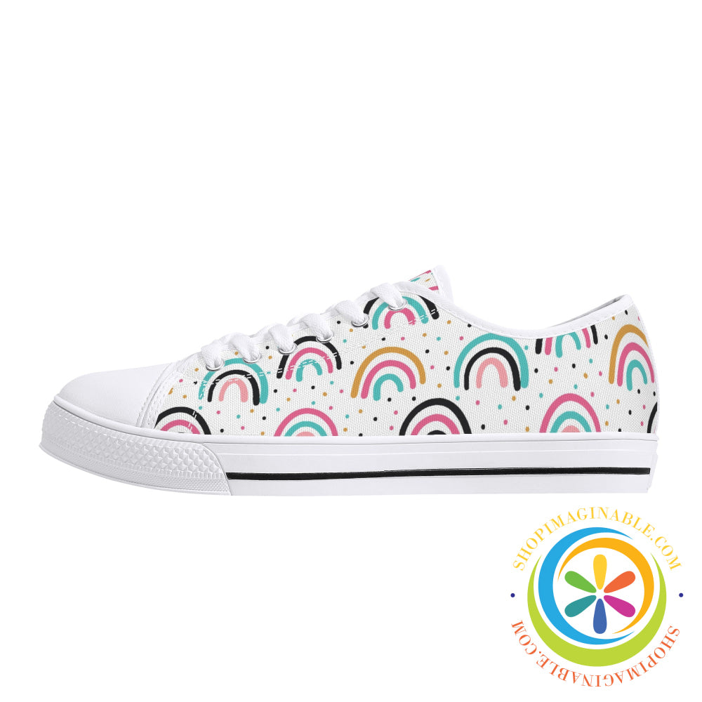 Boho Chic Rainbows Ladies Low Top Canvas Shoes