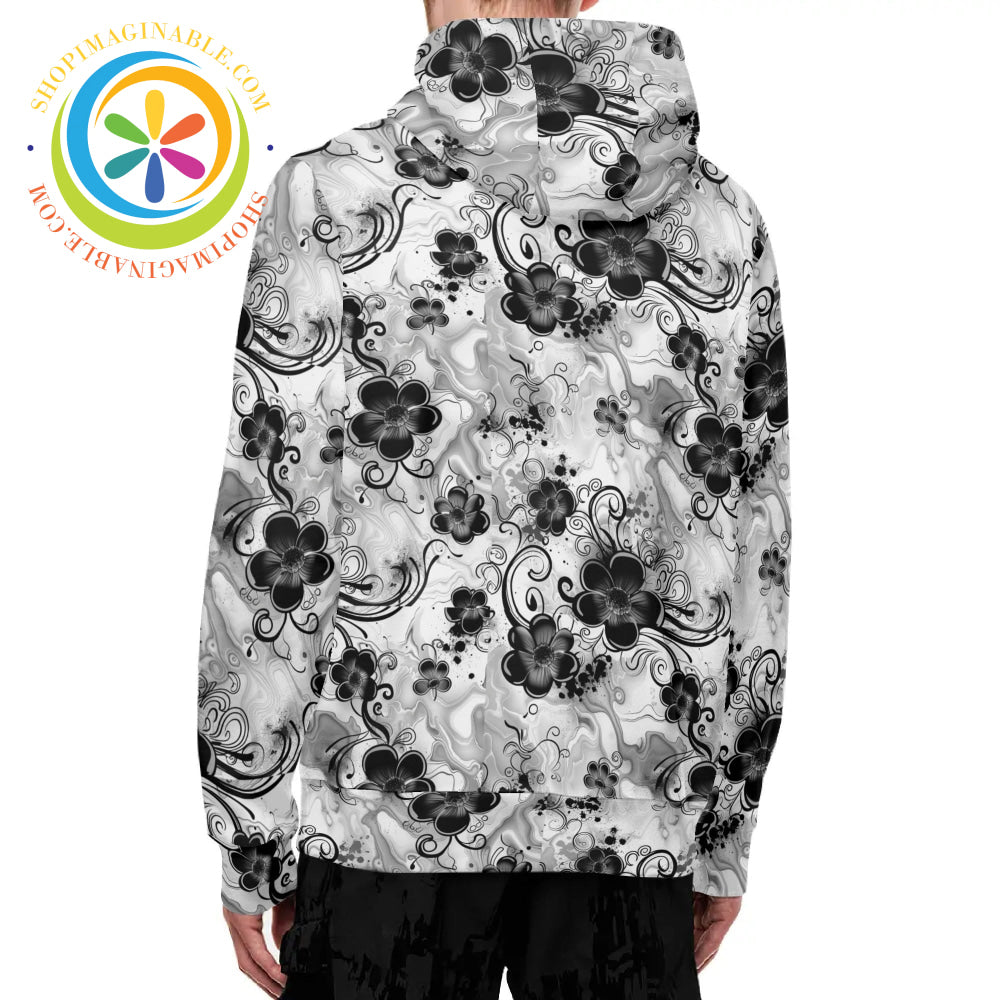 Boho Flowers Full Zip Turtleneck Hoodie Streetwear