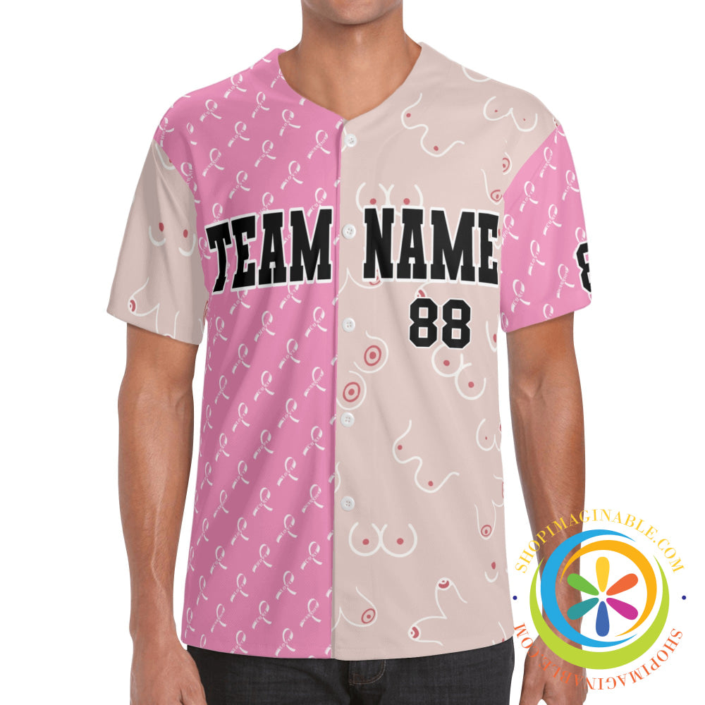 Breast Cancer Boobies Unisex Baseball Jersey