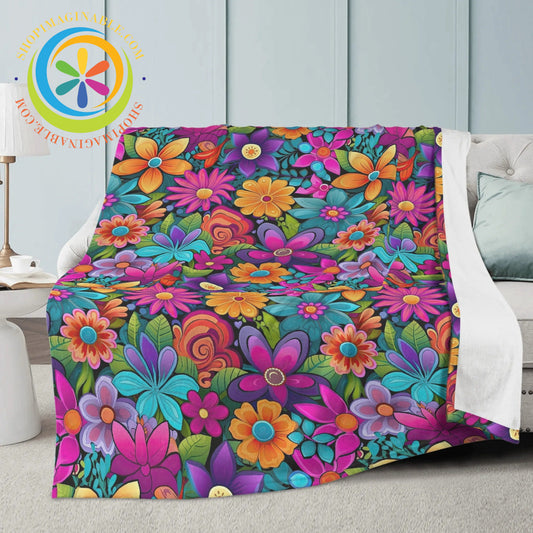 Bright Bold Florals Premium Fleece Blanket