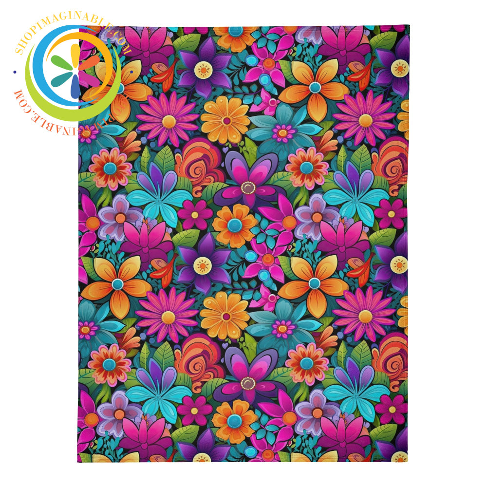 Bright Bold Florals Premium Fleece Blanket