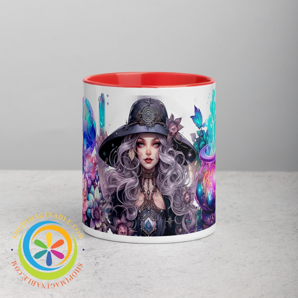 Celestial Enchanting Witch Mug With Color Inside Red / 11Oz Home Decor