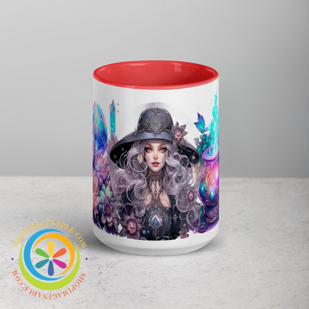 Celestial Enchanting Witch Mug With Color Inside Red / 15Oz Home Decor