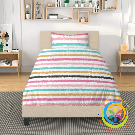 Chic Rainbow Striped Bedding Set
