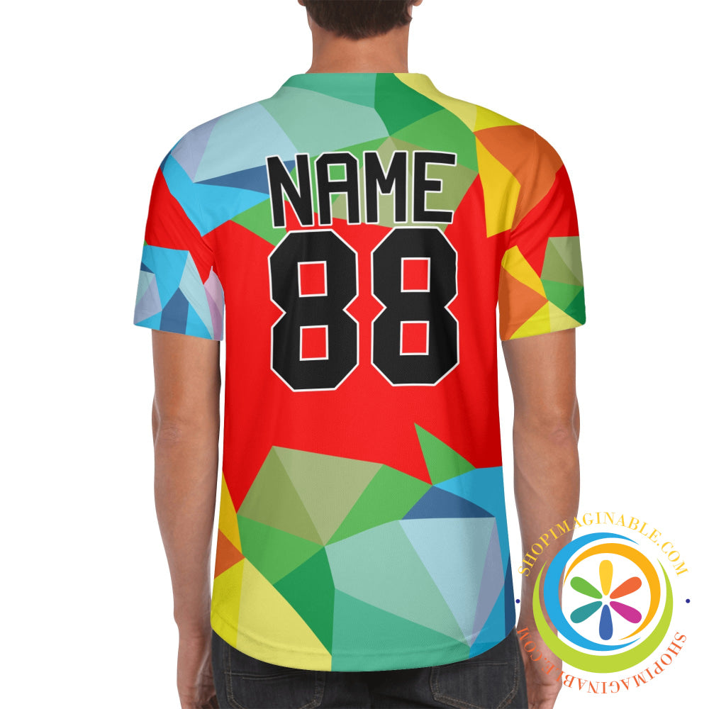 Colorful Red Abstract Unisex Baseball Jersey