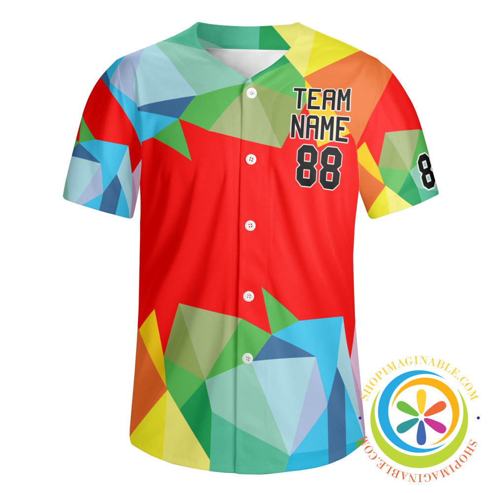 Colorful Red Abstract Unisex Baseball Jersey