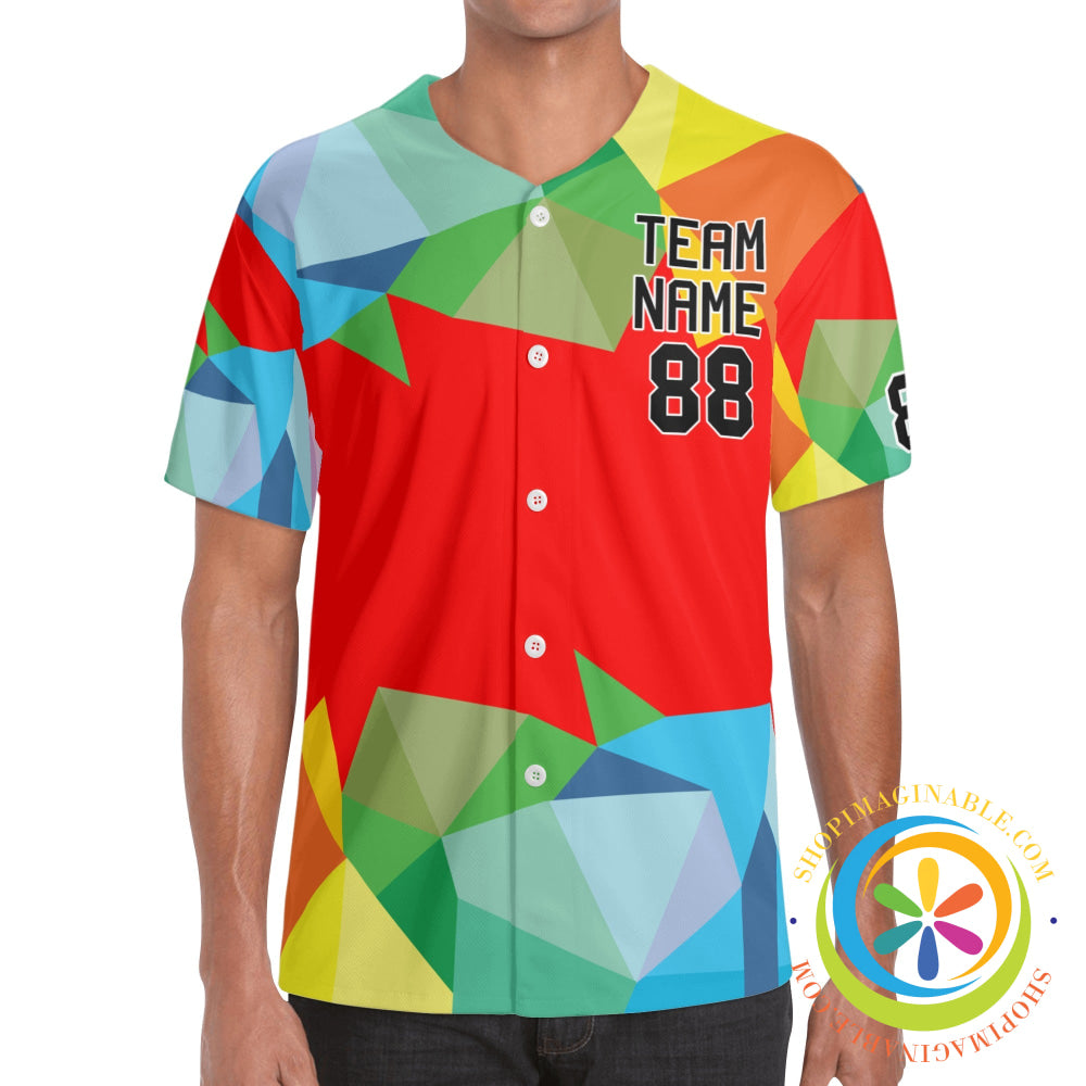 Colorful Red Abstract Unisex Baseball Jersey