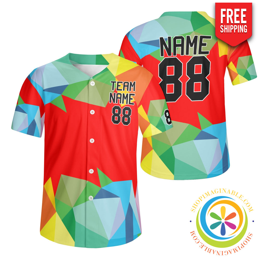 Colorful Red Abstract Unisex Baseball Jersey S