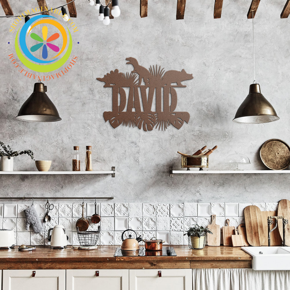 Custom Dinosaur Name Metal Art Decor Wall