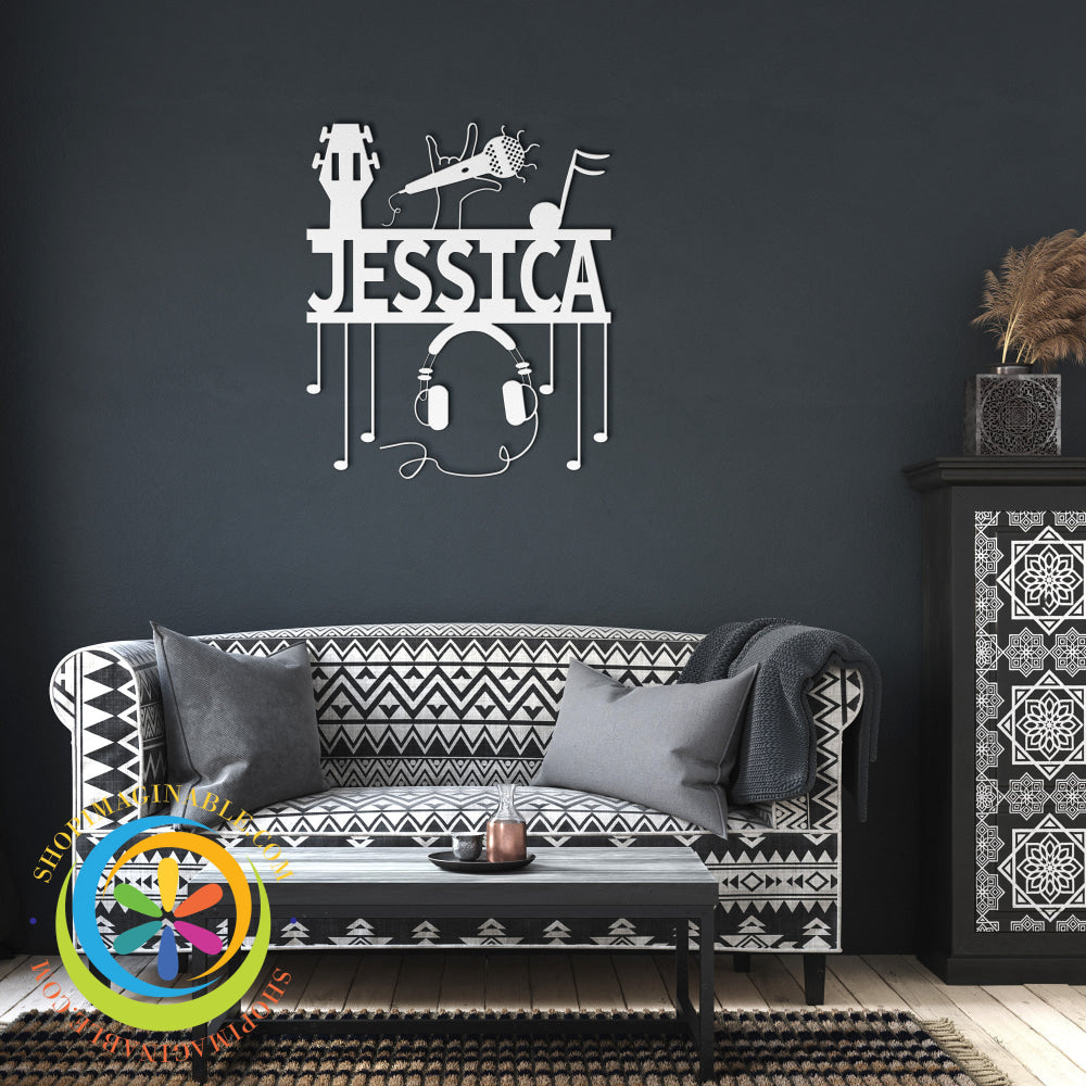 Custom Musician Metal Wall Decor White / 12 Inch Art