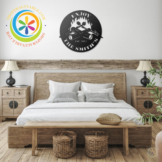 Custom Name Camp Fire Metal Art Wall Sign-ShopImaginable.com