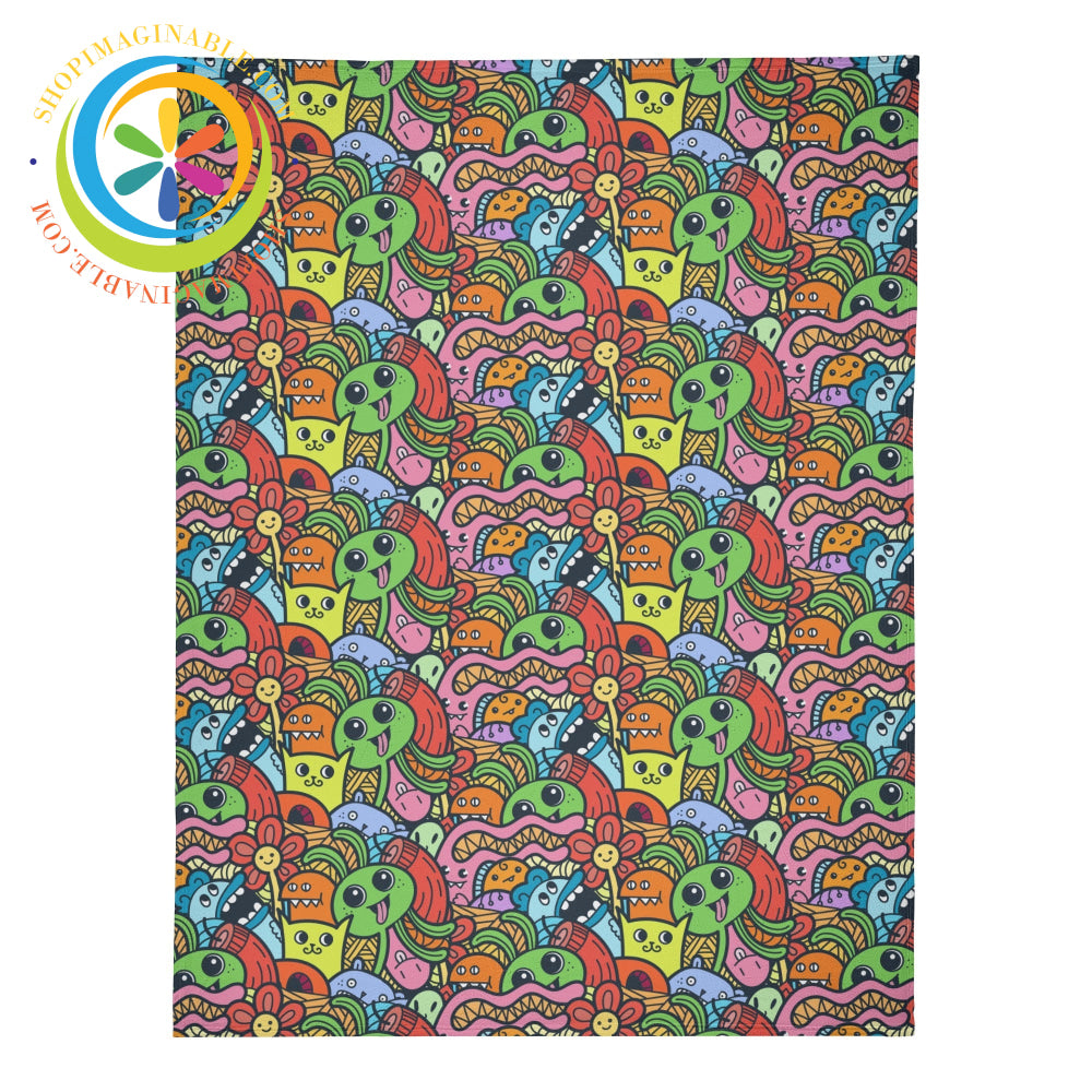 Cute Colorful Monsters Premium Fleece Blanket