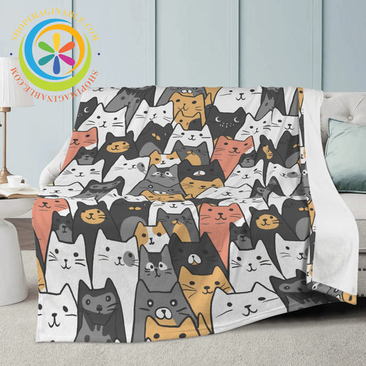 Cute Kitty Cats Soft Premium Fleece Blanket Blanket