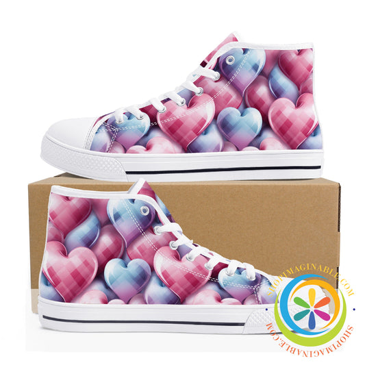 Dancing Hearts Ladies High Top Canvas Shoes
