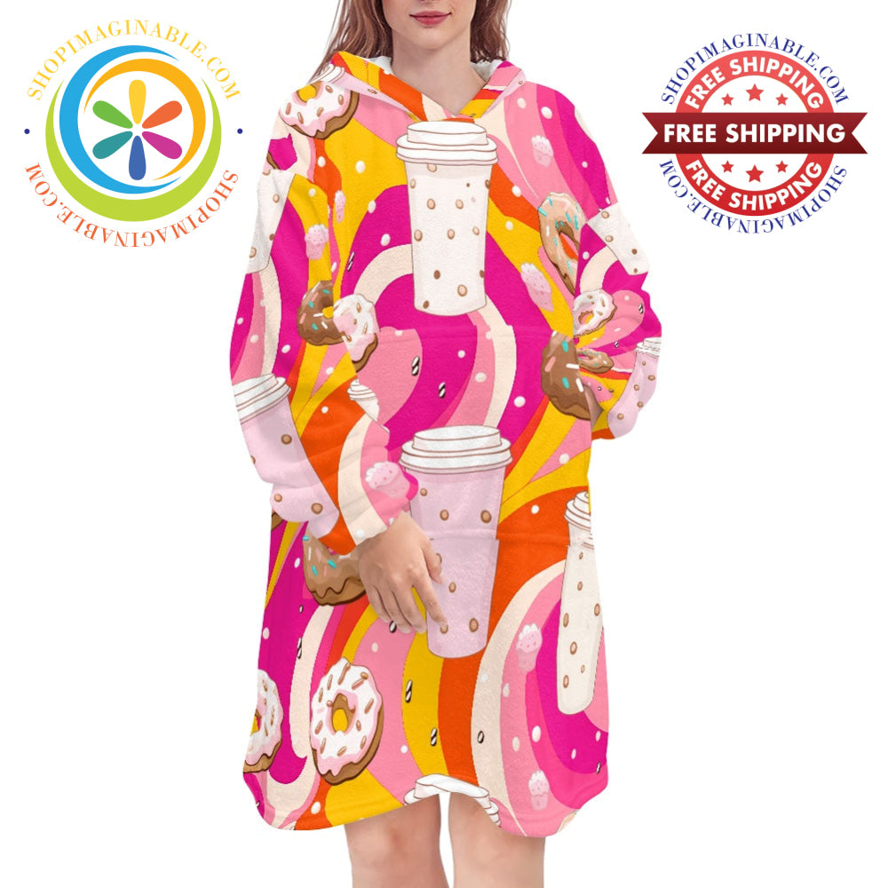 Donuts Donuts Donuts - Blanket Hoodie white / ONESIZE