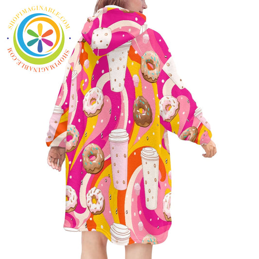 Donuts Donuts Donuts - Blanket Hoodie white / ONESIZE