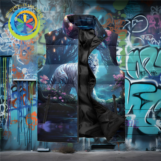 Enchanted White Tiger Puffer Vest