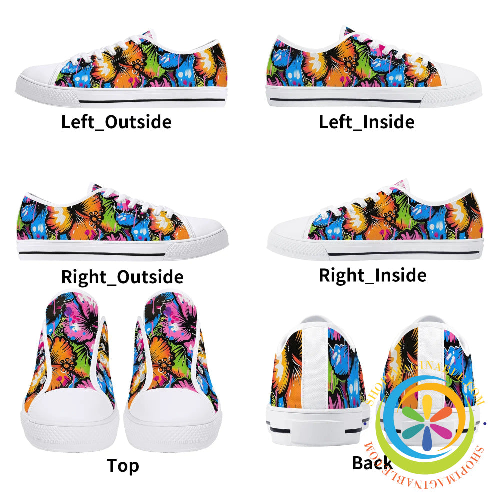 Everythings Hibiscus Bright Ladies Low Top Canvas Shoes