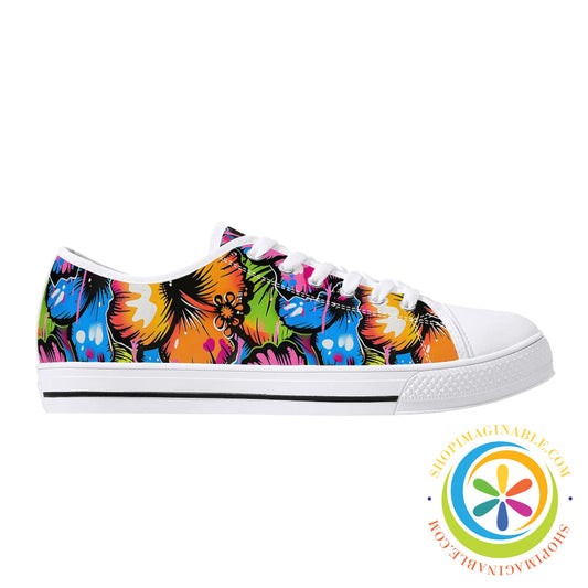 Everythings Hibiscus Bright Ladies Low Top Canvas Shoes