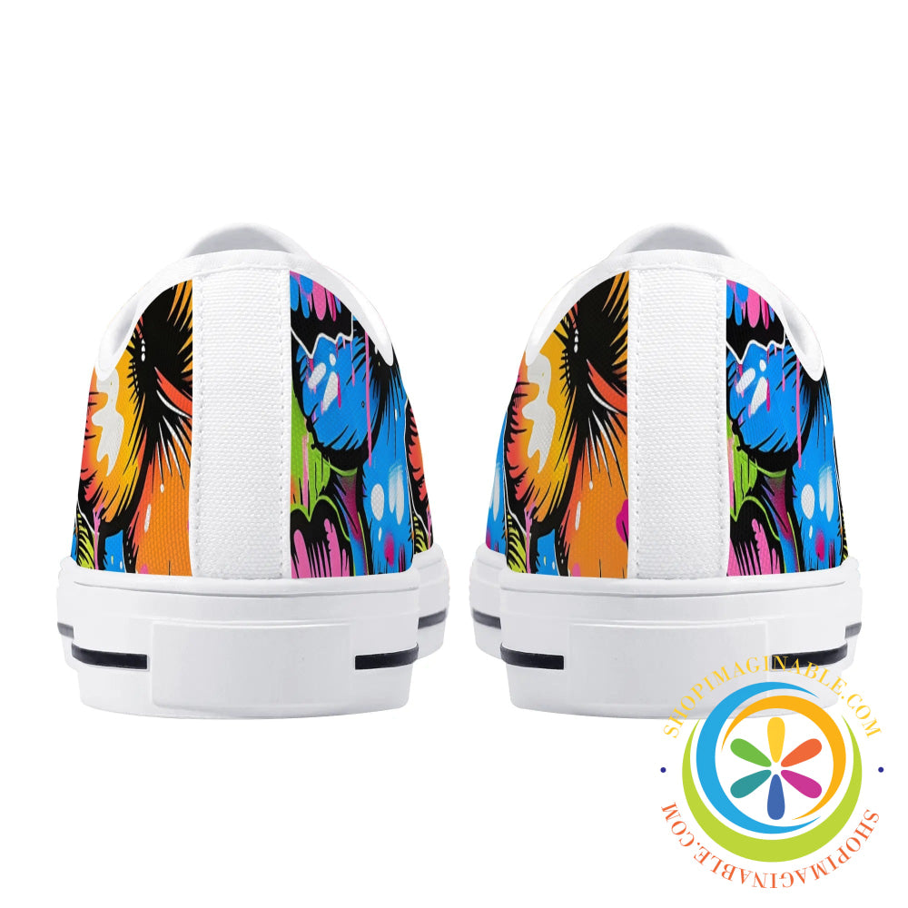 Everythings Hibiscus Bright Ladies Low Top Canvas Shoes